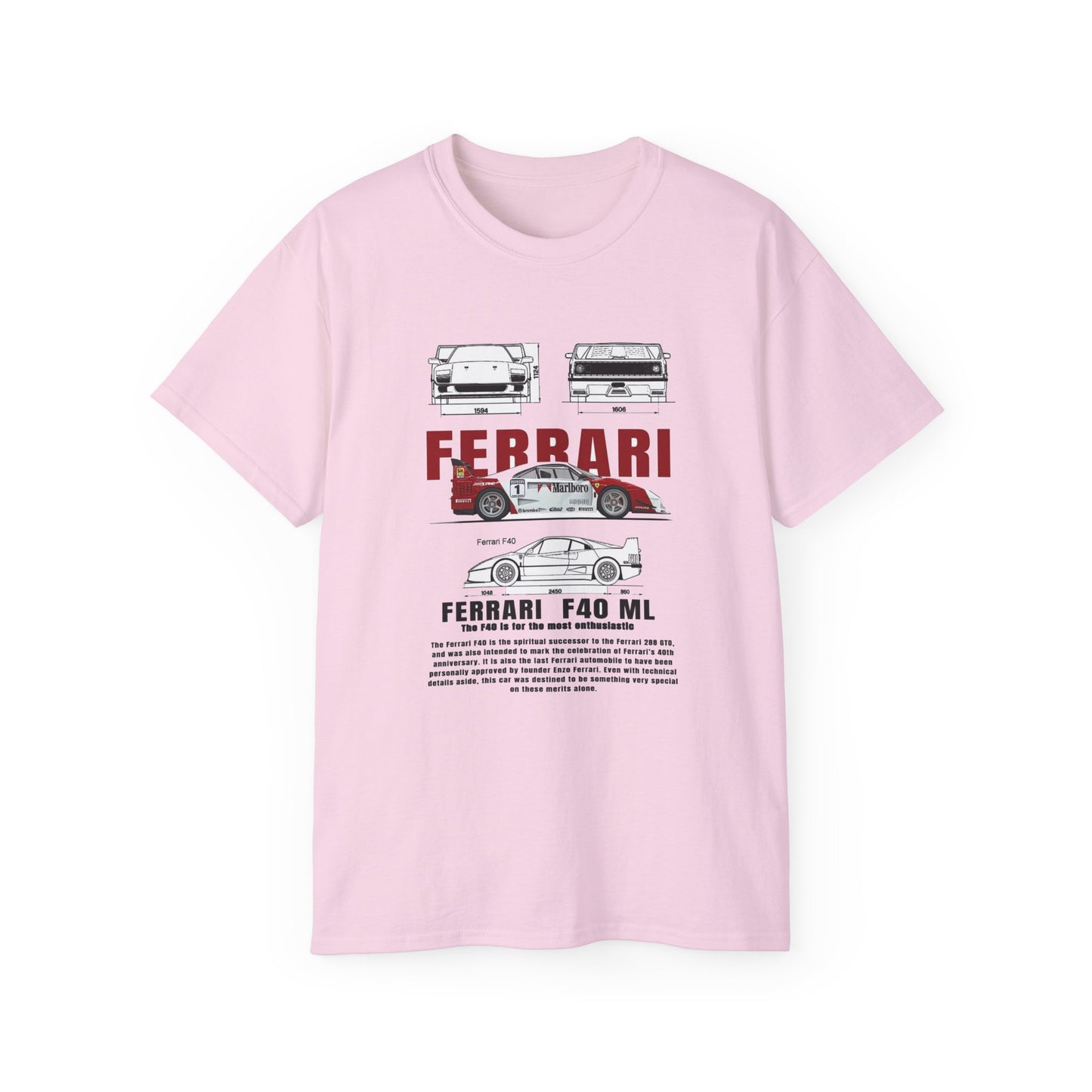 Ferrari F40 Multi-Graphic Unisex Ultra Cotton Tee | Car Enthusiast Gift T-shirt - CreativeRino