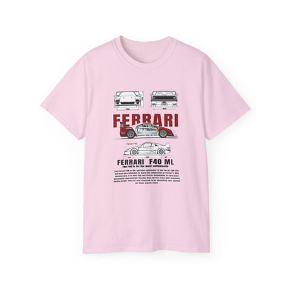 Ferrari F40 Multi-Graphic Unisex Ultra Cotton Tee | Car Enthusiast Gift T-shirt - CreativeRino