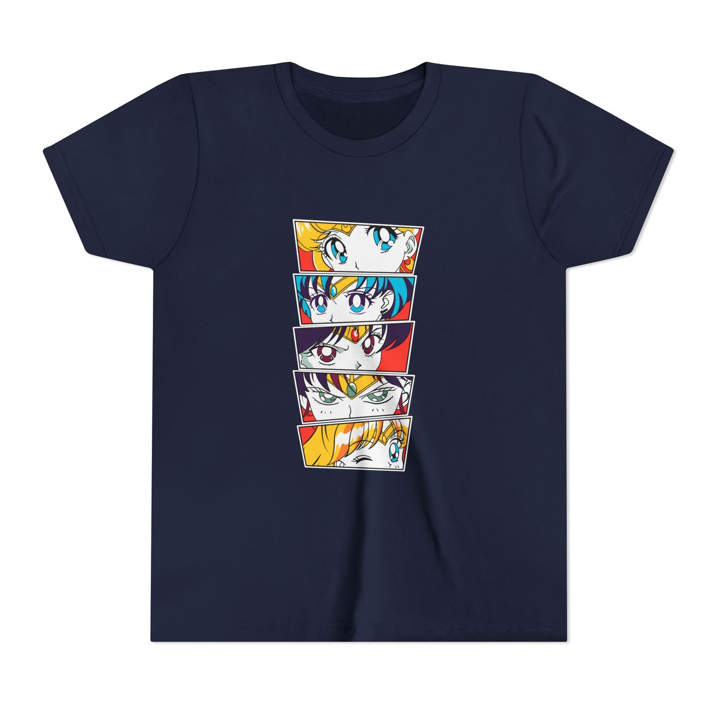 Youth Anime-Inspired Short Sleeve Tee - Colorful Sailor Moon Character Eyes T-shirt Design - CreativeRino