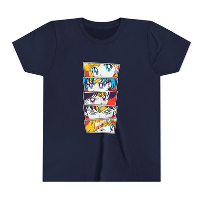 Youth Anime-Inspired Short Sleeve Tee - Colorful Sailor Moon Character Eyes T-shirt Design - CreativeRino