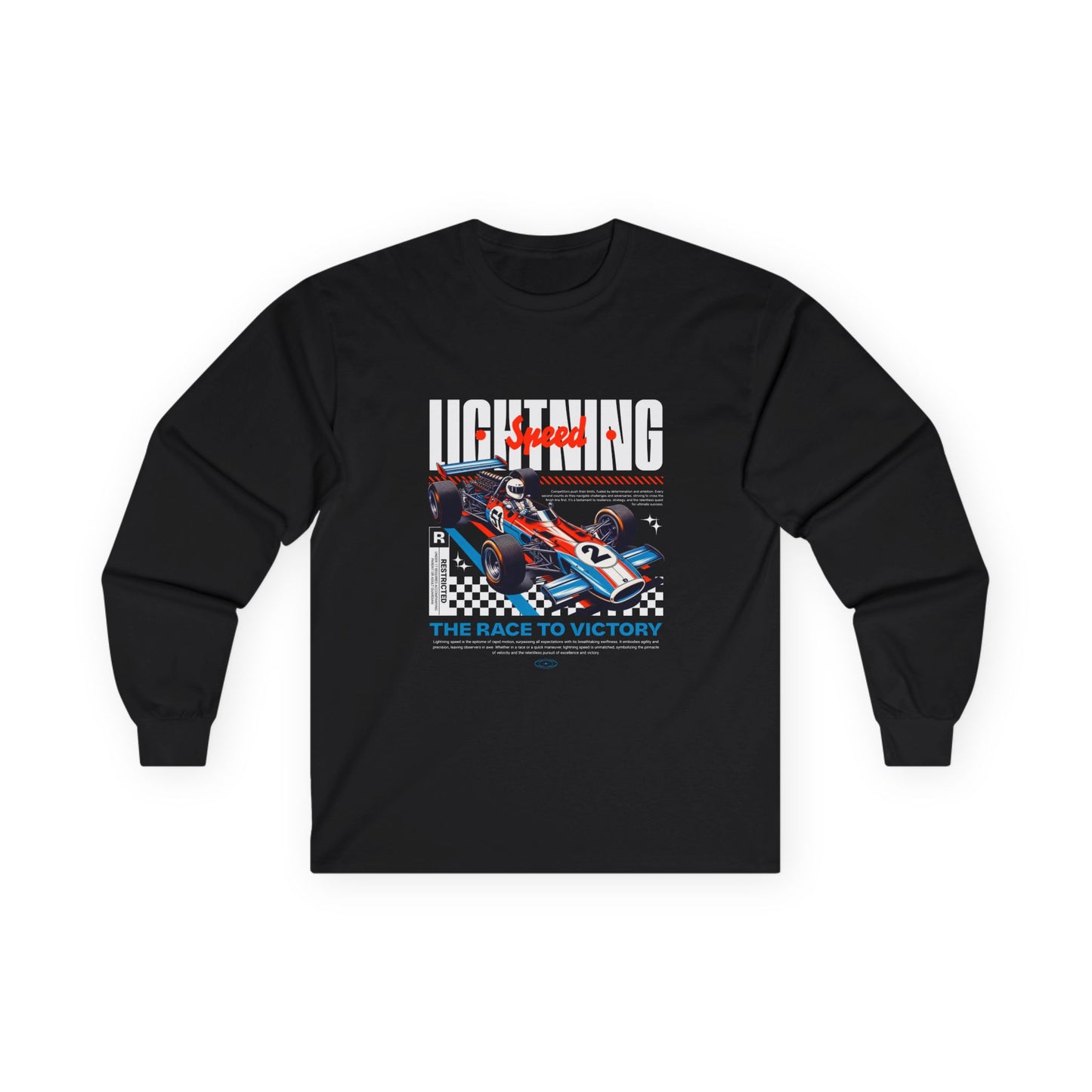 Unisex Racing Long Sleeve Tee - 'Lightning Speed' Graphic Car T-shirt - CreativeRino