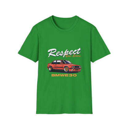 Respect Your Elders BMW E30 Unisex Softstyle T-Shirt - CreativeRino