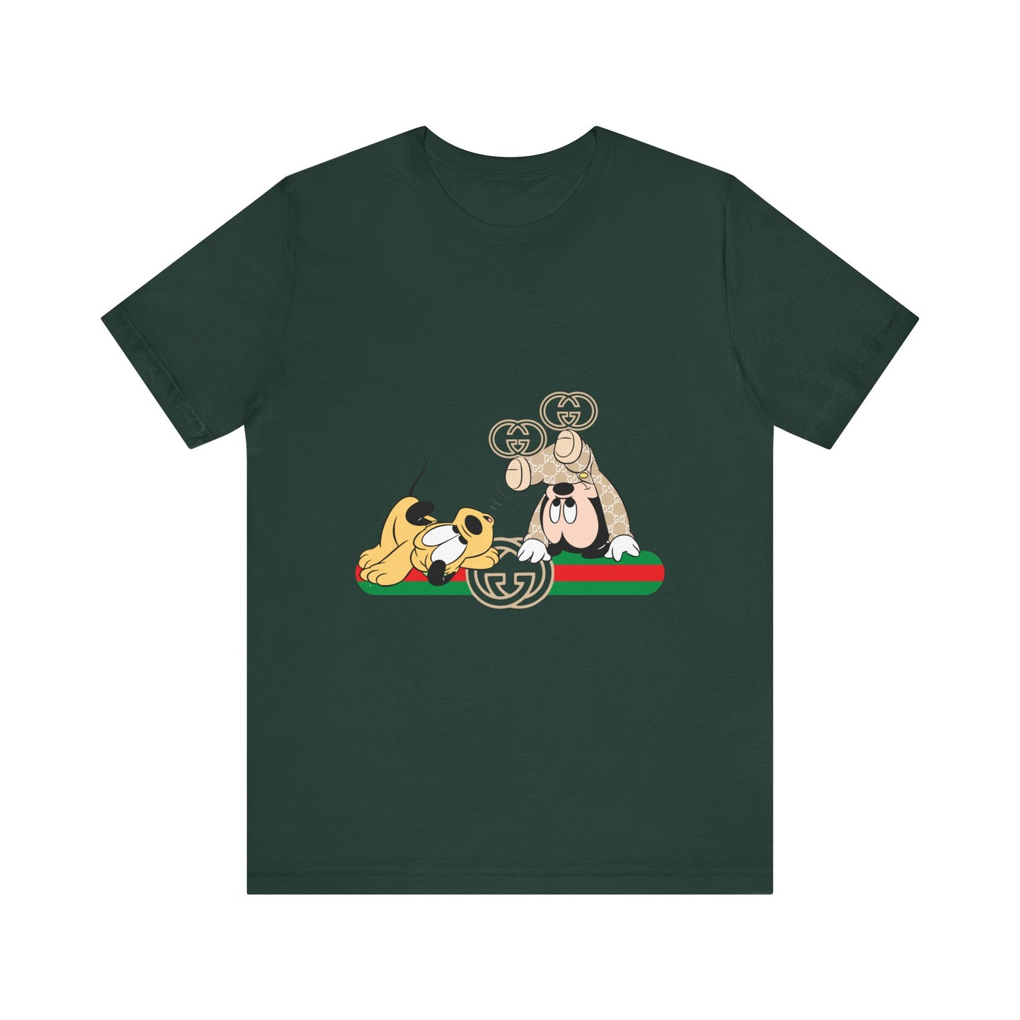 Playful Baby Mickey Mouse Cartoon Gucci Graphic Tee - Fun Unisex Short Sleeve T-shirt - CreativeRino