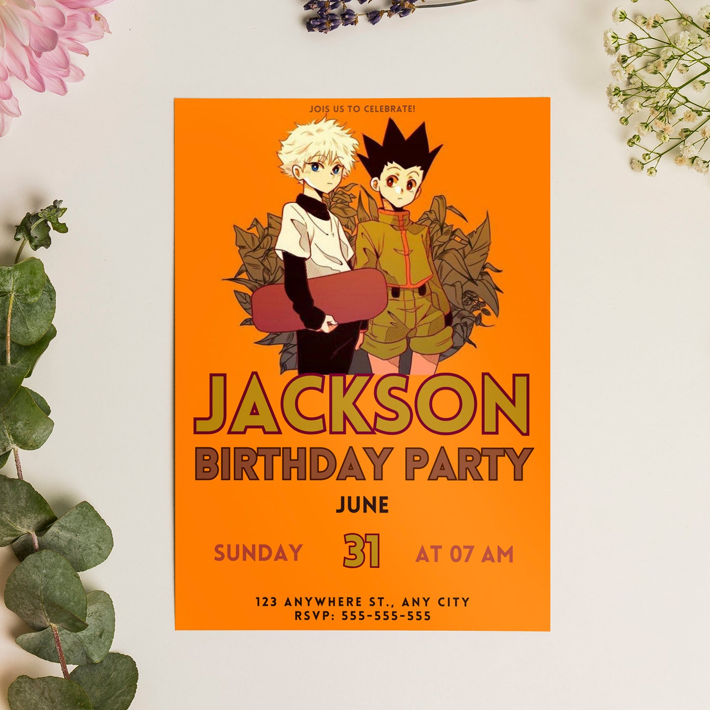 Hunter x Hunter Birthday Invitation Template - CreativeRino