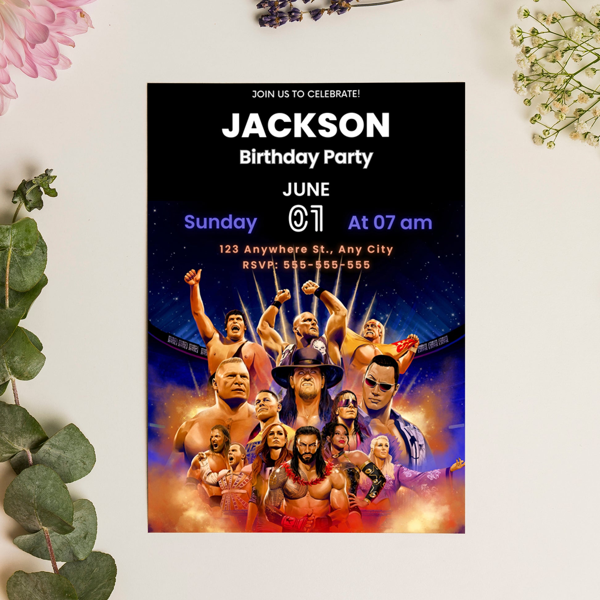 WWE Birthday Invitation Template - CreativeRino