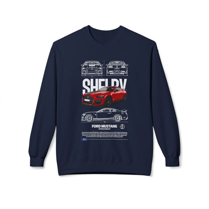 Ford Mustang Shelby Fleece Crewneck Sweatshirt - Soft and Stylish for Auto Enthusiasts - CreativeRino