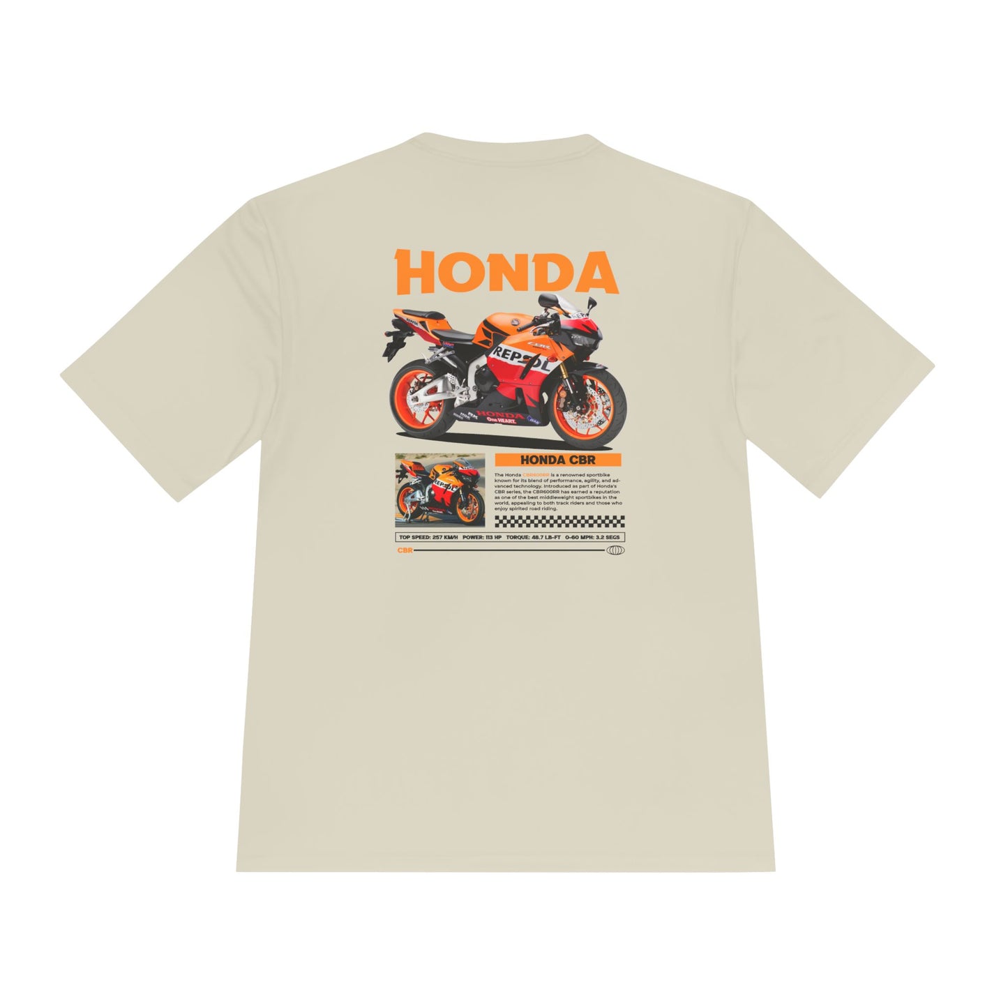 Honda CBR Unisex Moisture Wicking Tee - Perfect T-shirt for Motorcycle Enthusiasts - CreativeRino