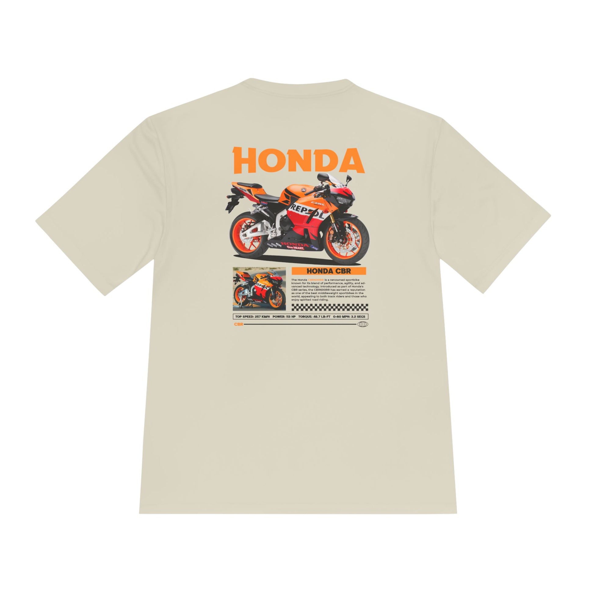 Honda CBR Unisex Moisture Wicking Tee - Perfect T-shirt for Motorcycle Enthusiasts - CreativeRino