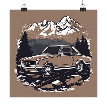 Vintage Car Mountain Adventure Matte Vertical Poster - Perfect Wall Art for Auto Enthusiasts - CreativeRino