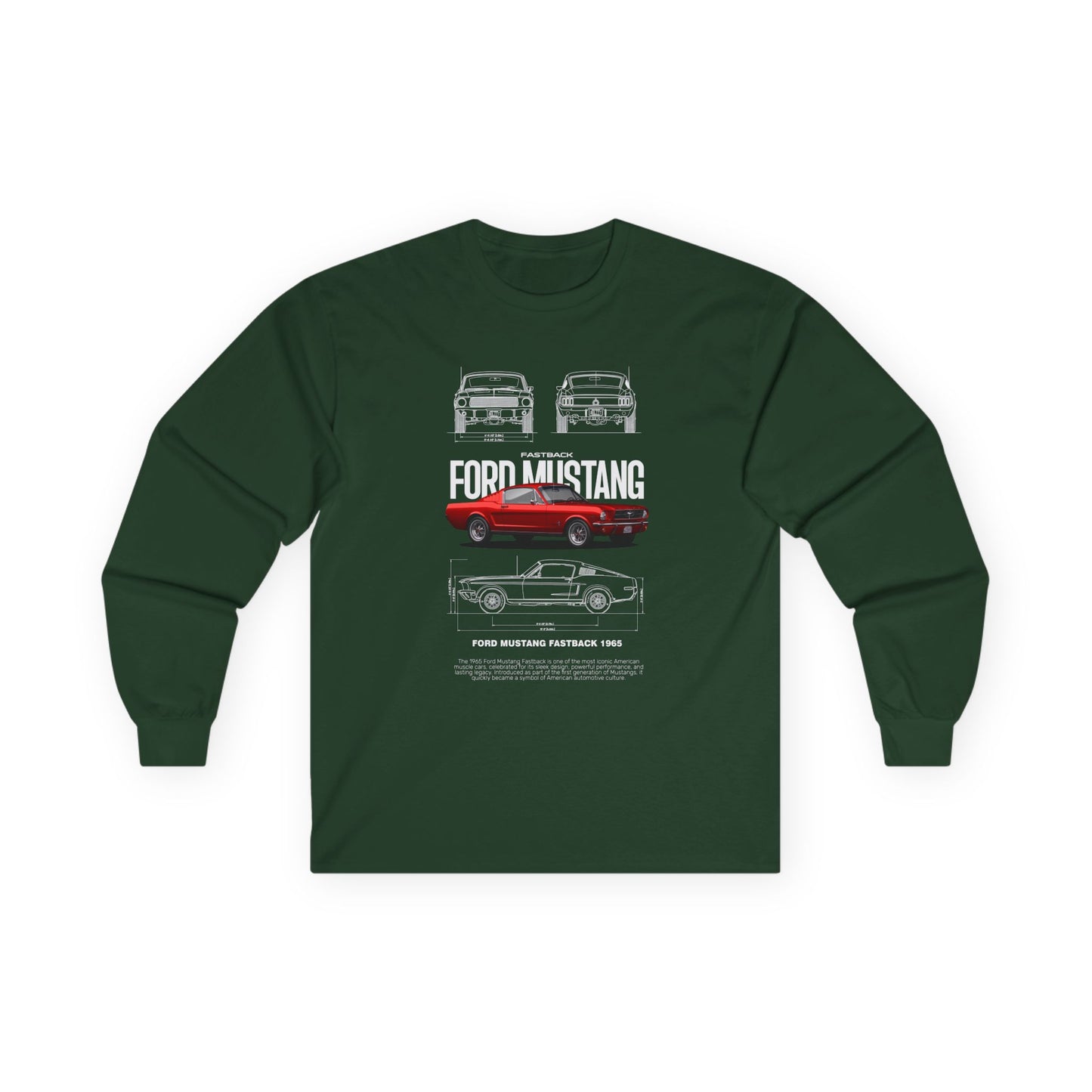 Ford Mustang Retro Long Sleeve T-shirt for Car Enthusiasts - CreativeRino