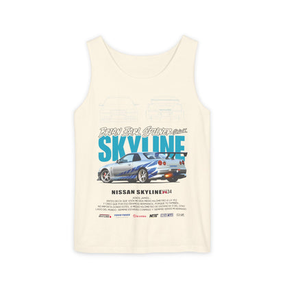 Nissan Skyline Unisex Garment-Dyed Tank Top - Cool Car Graphic T-shirt - CreativeRino