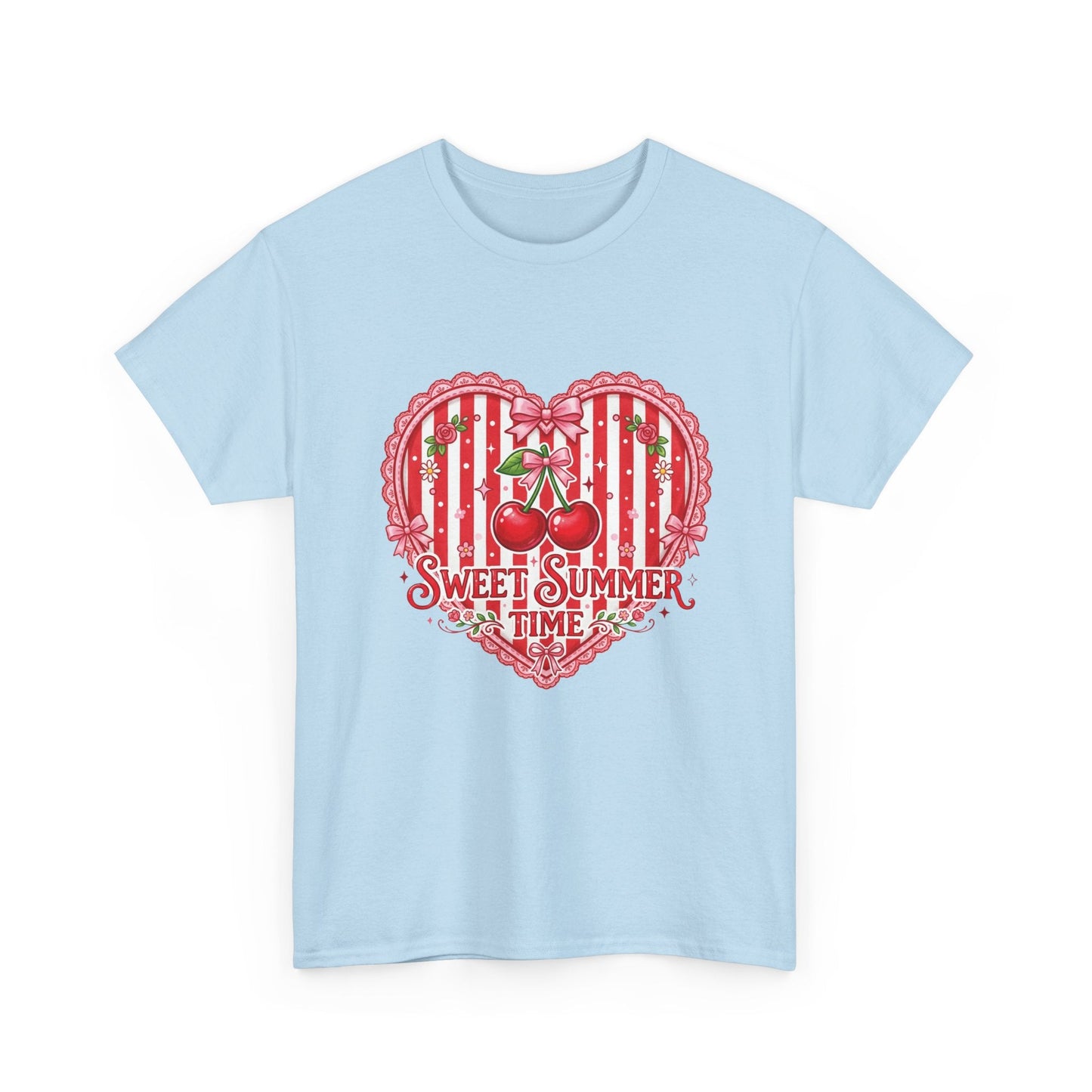 Sweet Summer Time Cherry Heart T-Shirt Printify
