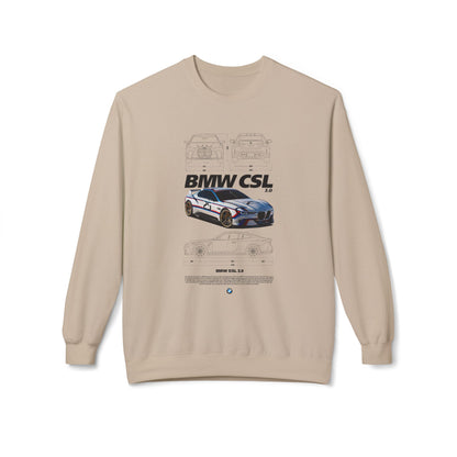 BMW CSL Fleece Crewneck Sweatshirt - Perfect for Car Enthusiasts - CreativeRino