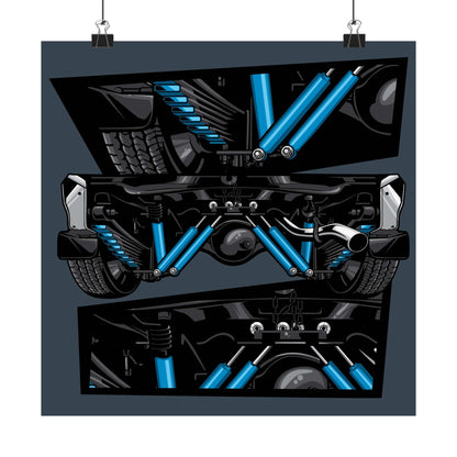 Automotive Matte Square Posters - Dynamic Car Suspension Art for Gearheads - CreativeRino