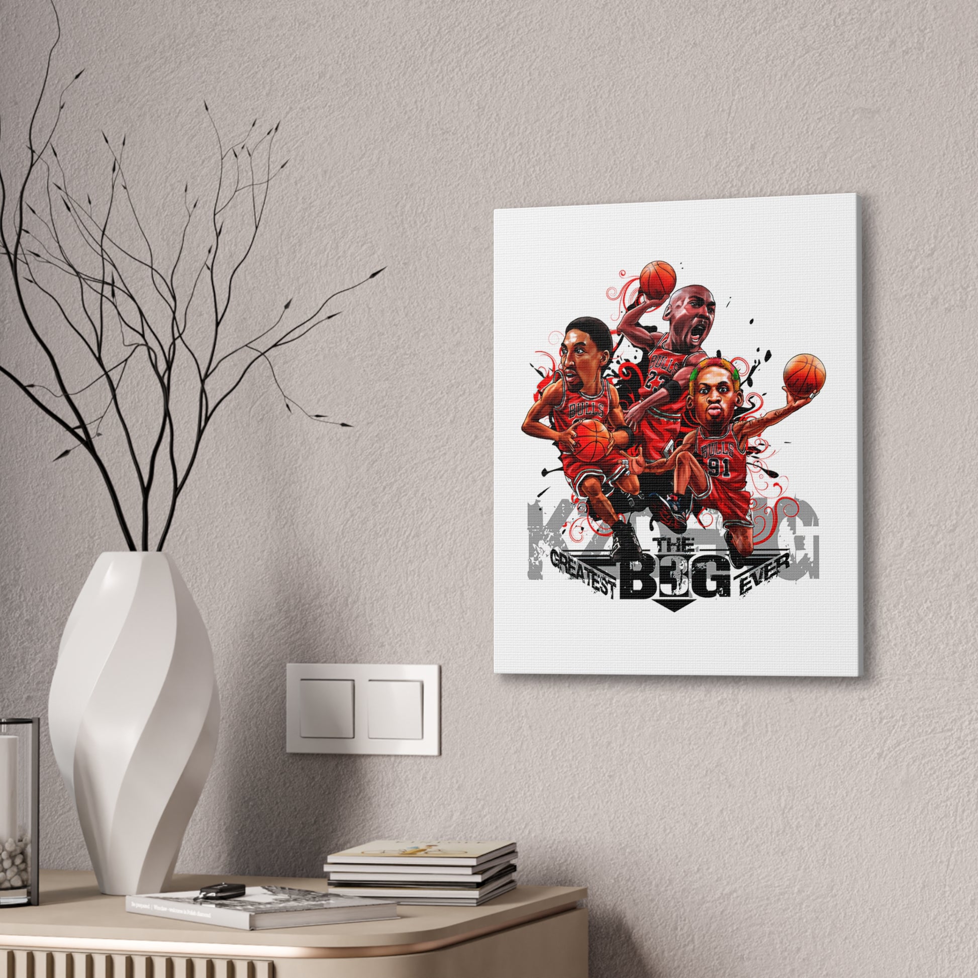 Basketball Canvas Art Print - "The Big Three: Greatest Ever" Canvas Wall Decor - CreativeRino