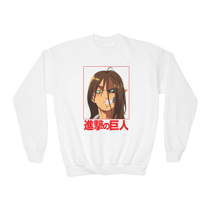 Anime-Inspired Youth Crewneck Sweatshirt - Attack on Titan Design - CreativeRino