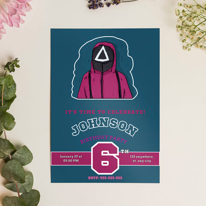 Squid Game Birthday Invitation Template - CreativeRino
