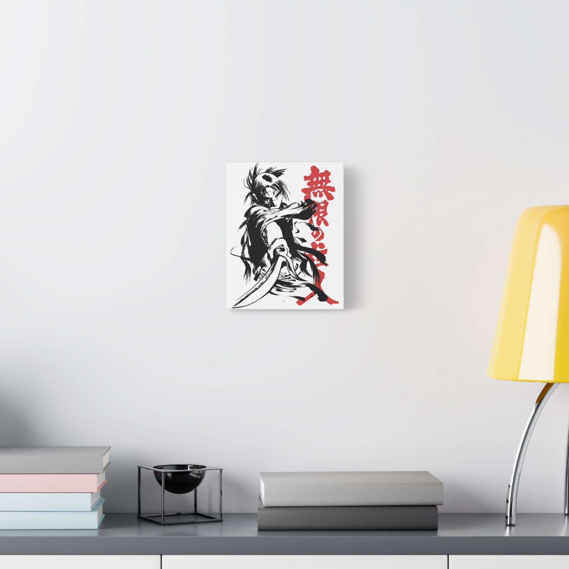 Anime Wall Art Canvas - Samurai Print with Japanese Text - CreativeRino