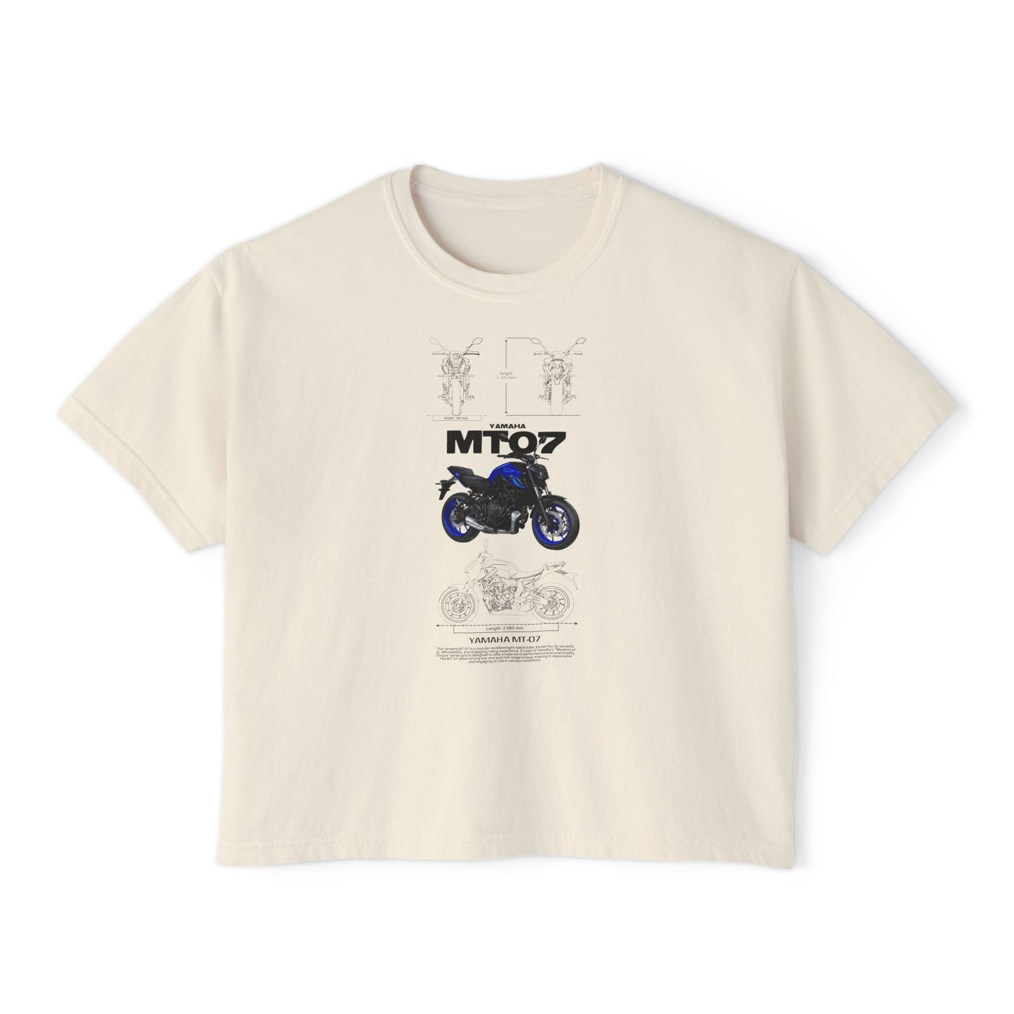 Yamaha Women’s Boxy Tee - MT-07 Motorcycle Graphic T-shirt - CreativeRino