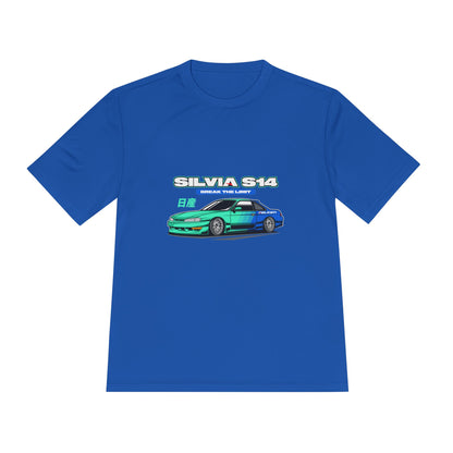 Silvia S14 Unisex Moisture Wicking Tee -  Car Graphic T-shirt for Car Enthusiasts - CreativeRino
