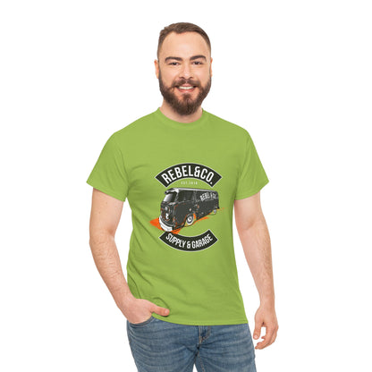 Rebel & Co. Supply Van Unisex Heavy Cotton Tee - Vintage Garage Style T-shirt - CreativeRino