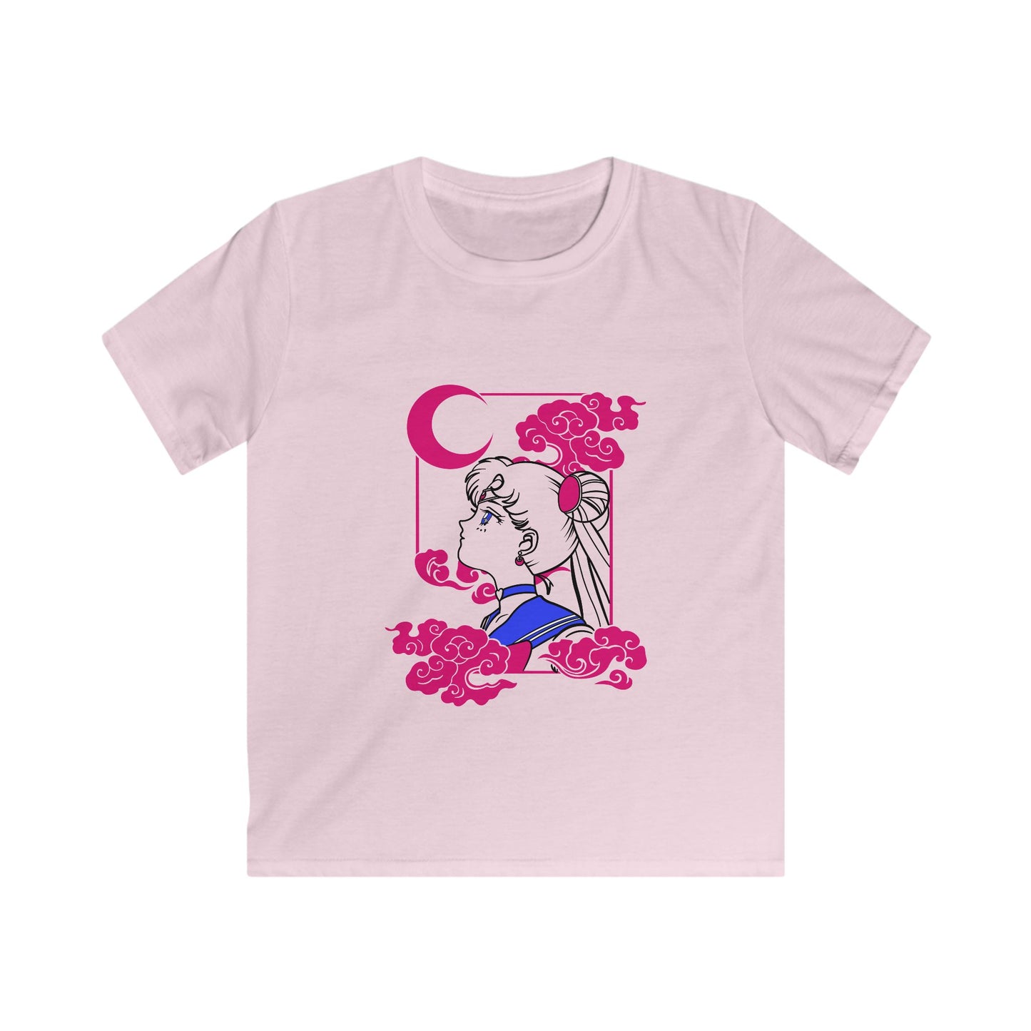 Whimsical Moon Goddess Kids Softstyle Tee - Perfect T-shirt for Young Dreamers - CreativeRino