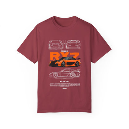 Mazda RX-7 Unisex Garment-Dyed T-Shirt | Car Enthusiast Apparel - CreativeRino