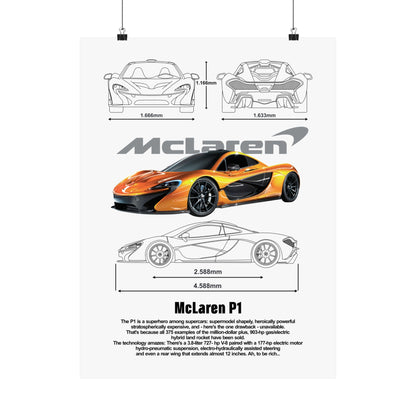 McLaren P1 Matte Vertical Poster - Sporty Car Wall Art for Auto Enthusiasts - CreativeRino