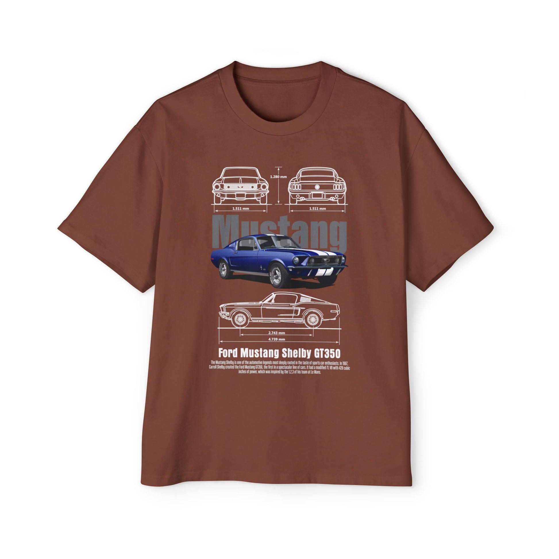 Men's Heavy Oversized Tee - Classic Ford Mustang GT350 Graphic T-shirt - CreativeRino