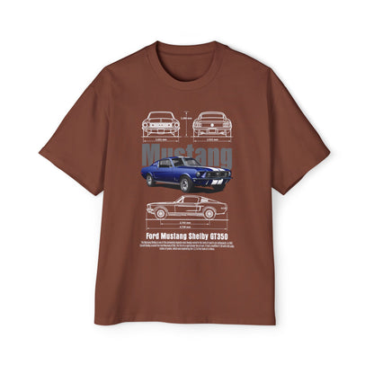 Men's Heavy Oversized Tee - Classic Ford Mustang GT350 Graphic T-shirt - CreativeRino