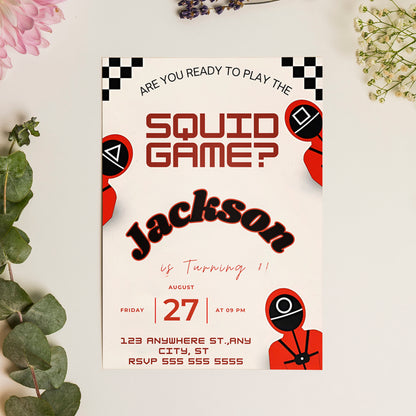 Squid Game Birthday Invitation Template - CreativeRino
