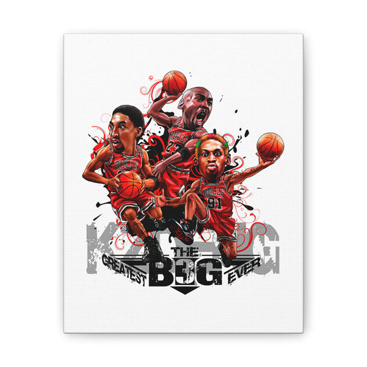 Basketball Canvas Art Print - "The Big Three: Greatest Ever" Canvas Wall Decor - CreativeRino