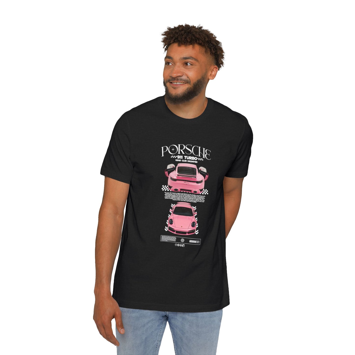 Porsche 911 Turbo S Pink Sports Car T-Shirt - USA-Made Unisex Tee - CreativeRino