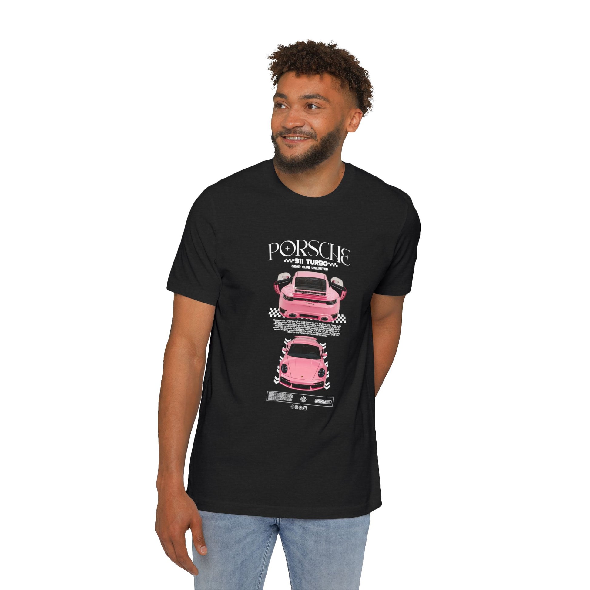 Porsche 911 Turbo S Pink Sports Car T-Shirt - USA-Made Unisex Tee - CreativeRino