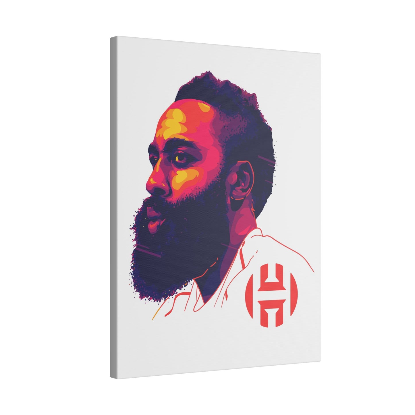 Stretched Matte Canvas Art - Vibrant Portrait of James Harden - CreativeRino