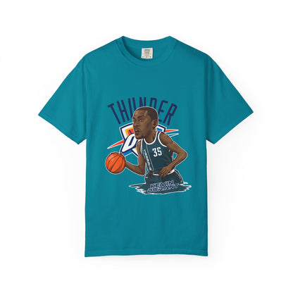 Kevin Durant Thunder Basketball T-shirt - Unisex Garment-Dyed Tee - CreativeRino