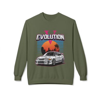 Retro Car Evolution Crewneck Sweatshirt - Unisex Midweight Fleece - CreativeRino