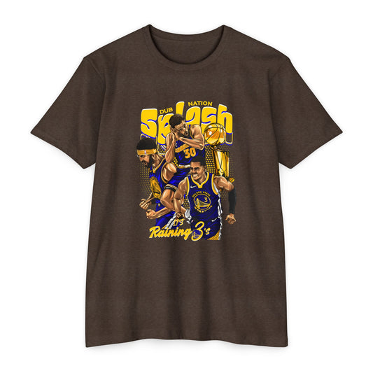 Golden State Warriors Unisex CVC Jersey T-shirt - It's Raining 3's - Basketball Design - CreativeRino