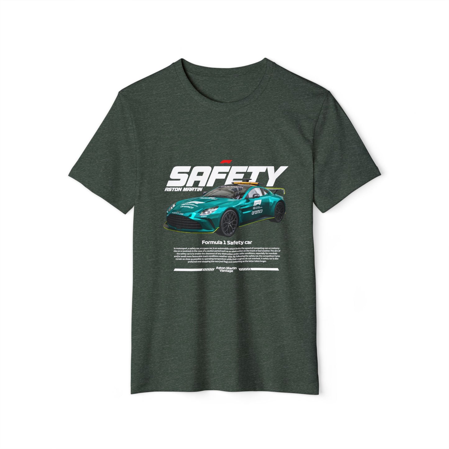 Formula 1 Safety Car Unisex Recycled Organic T-Shirt - Eco-Friendly Racing Apparel - CreativeRino