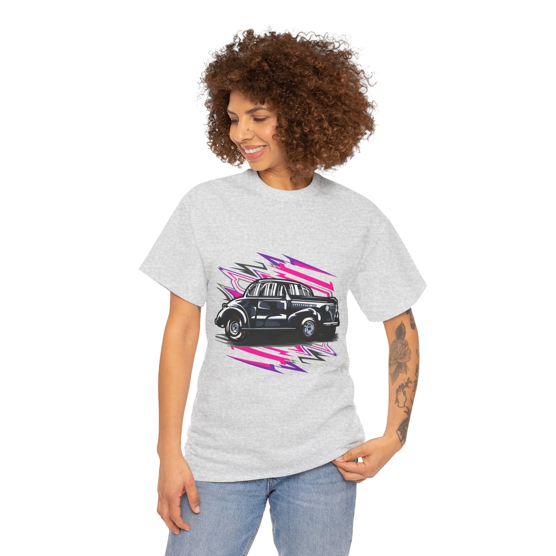 Retro Car Unisex Heavy Cotton Tee - Stylish Graphic T-shirt for Auto Enthusiasts - CreativeRino