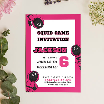 Squid Game Birthday Invitation Template - CreativeRino