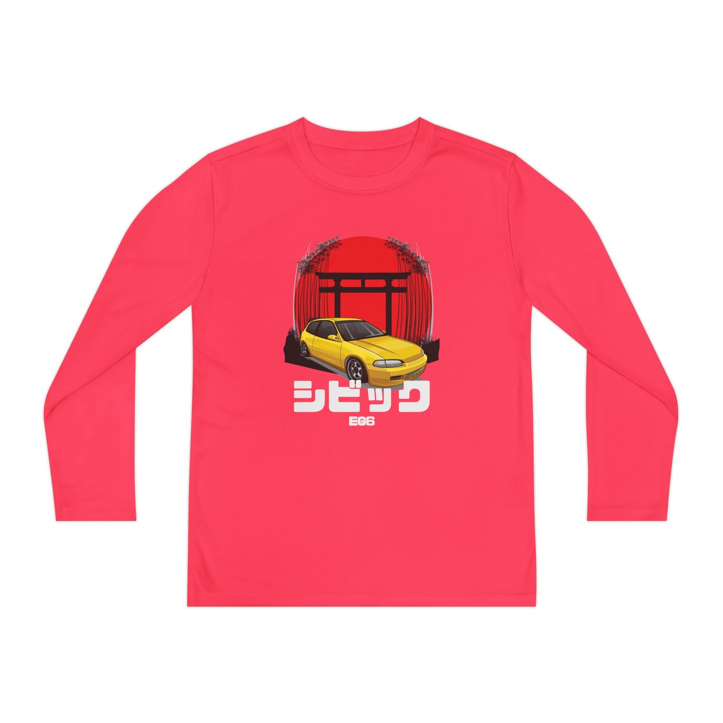 Civic Estilo Youth Long Sleeve Car Graphic Tee - Stylish & Sporty T-shirt Design - CreativeRino