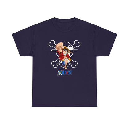 Anime Unisex Heavy Cotton Tee - One Piece T-shirt Pirate Theme - CreativeRino