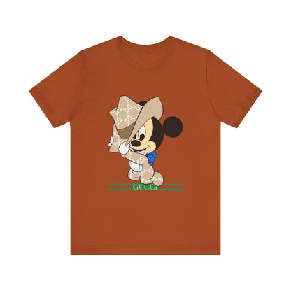 Trendy Graphic Tee - Mickey Mouse Gucci Cowboy T-shirt Design - CreativeRino