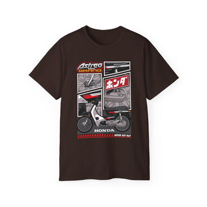 Honda Astrea Grand Vintage Motorcycle Tee - Retro Graphic Unisex Ultra Cotton T-Shirt - CreativeRino