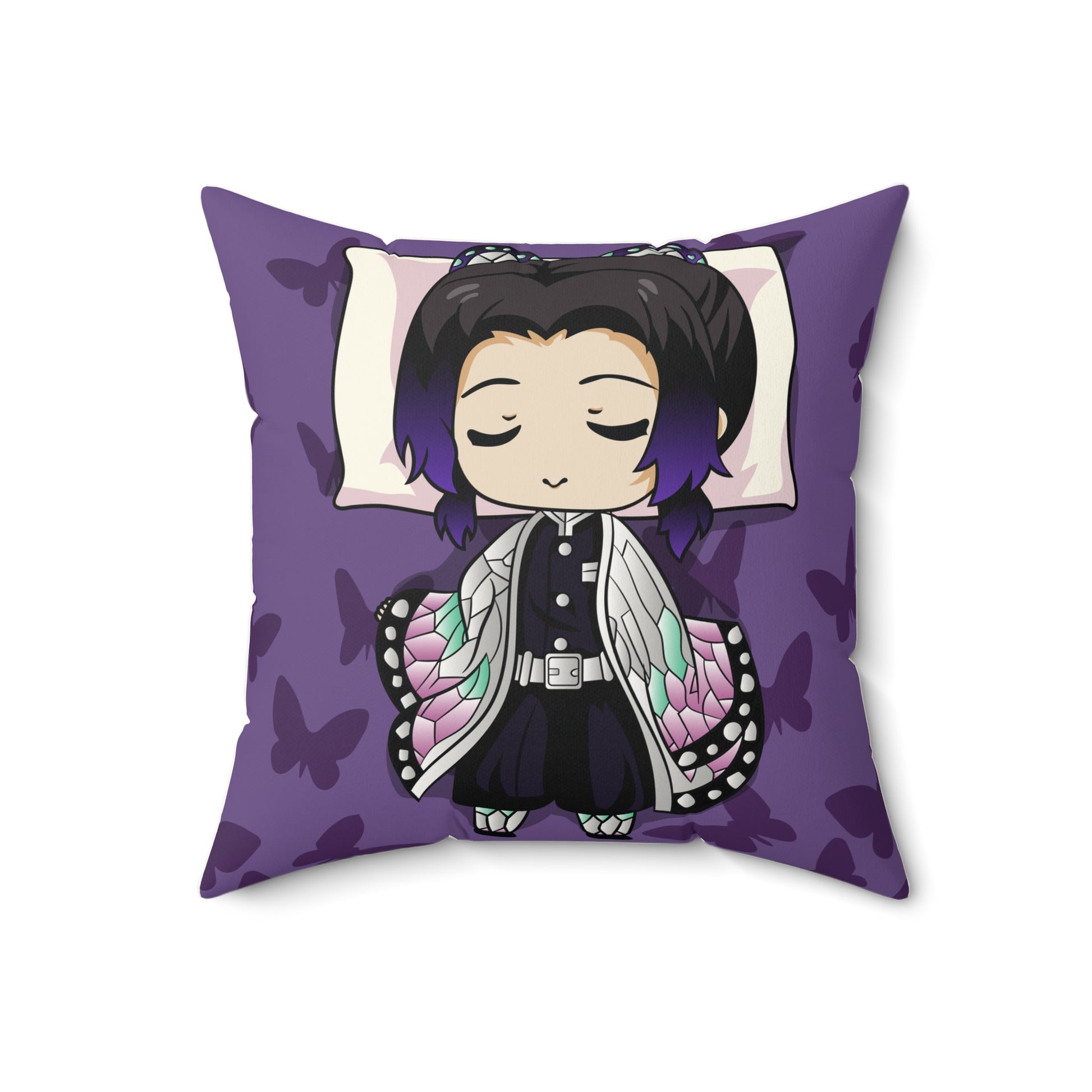 Demon Slayer Chibi Butterfly Dreamer Pillow - Cozy Faux Suede Cushion for Anime Lovers - CreativeRino