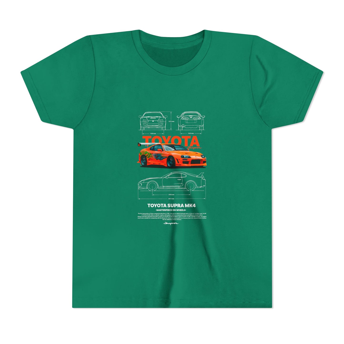 Toyota Supra MK4 Car Youth  Tee - Cool Graphic Short Sleeve T-Shirt - CreativeRino