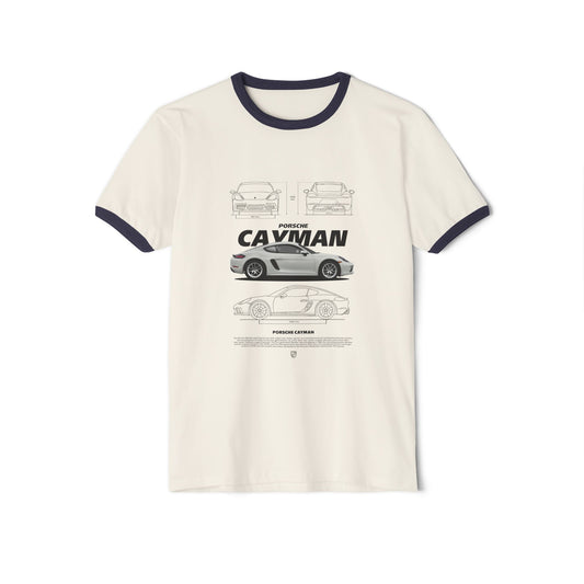 Porsche Cayman Unisex Cotton Ringer T-Shirt - Cool Car T-shirt - CreativeRino
