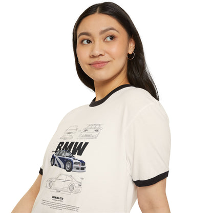 BMW M3 GTR Classic Car Unisex Ringer T-Shirt - Retro Automotive Design - CreativeRino