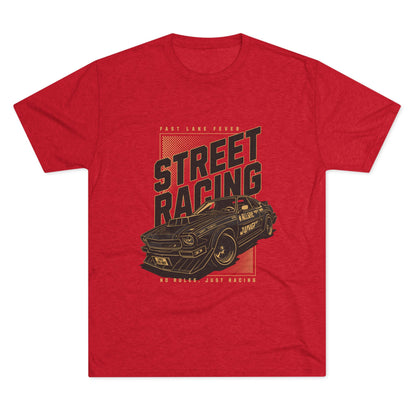 Street Racing Car Unisex Tri-Blend Crew Tee - Fast Lane Fever Graphic T-Shirt - CreativeRino